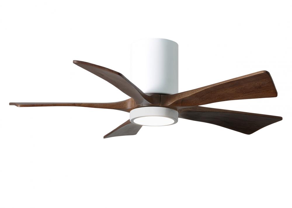 Irene-5HLK - 42&#34; Five Blade Flush Mount Paddle Fan - 5CCT Integrated LED - Gloss White Finish