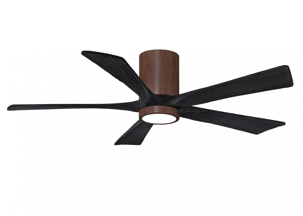 Irene-5HLK - 52&#34; Five Blade Flush Mount Paddle Fan - 5CCT Integrated LED - Walnut Tone Finish