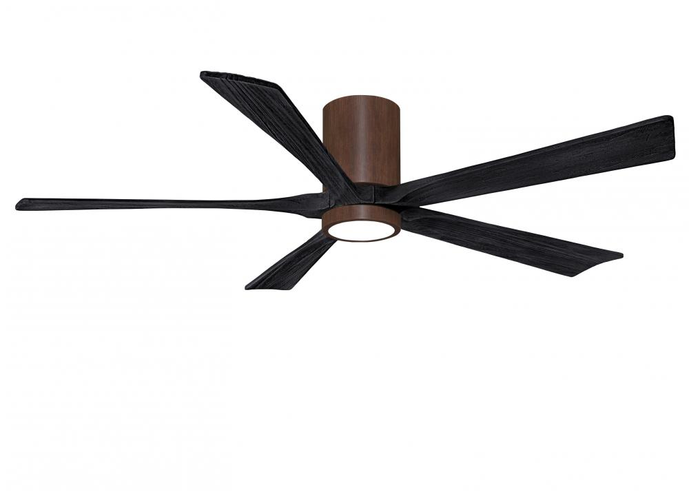 Irene-5HLK - 60&#34; Five Blade Flush Mount Paddle Fan - 5CCT Integrated LED - Walnut Tone Finish