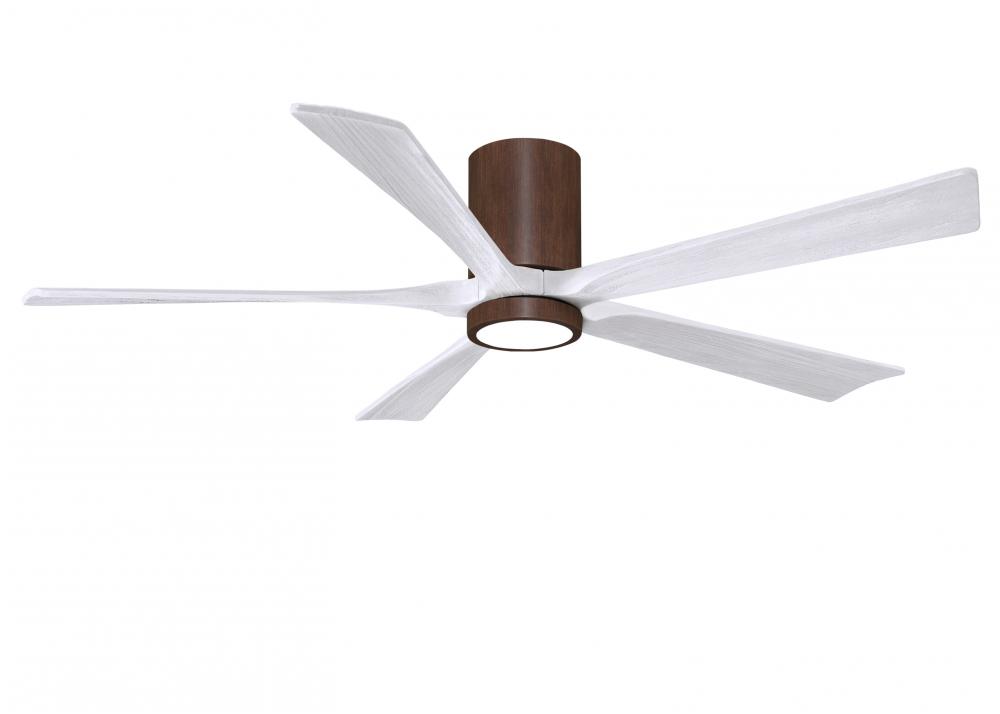 Irene-5HLK - 60&#34; Five Blade Flush Mount Paddle Fan - 5CCT Integrated LED - Walnut Tone Finish