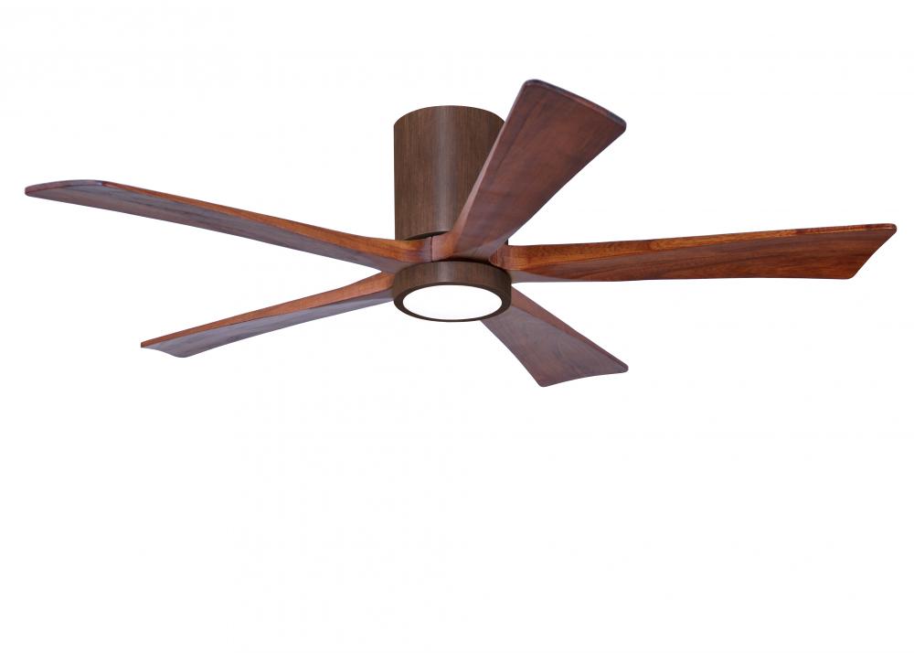 Irene-5HLK - 52&#34; Five Blade Flush Mount Paddle Fan - 5CCT Integrated LED - Walnut Tone Finish
