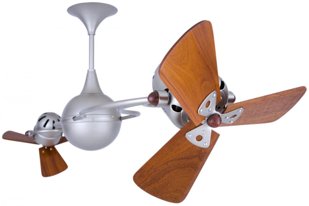 Italo Ventania - Rotational Ceiling Fan (Interior) - Brushed Nickel Finish - Mahogany Tone Blades