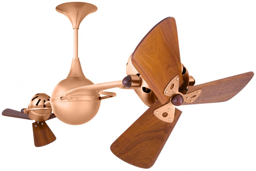 Italo Ventania - Rotational Ceiling Fan - Brushed Copper Finish - Mahogany Tone Blades