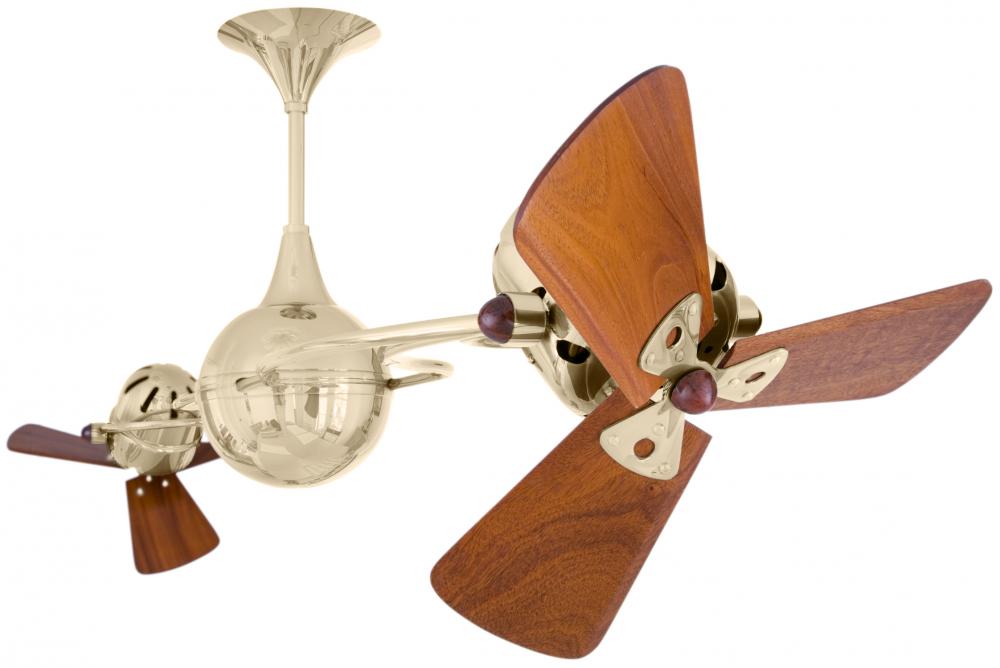 Italo Ventania - Rotational Ceiling Fan - Polished Brass Finish - Mahogany Tone Blades