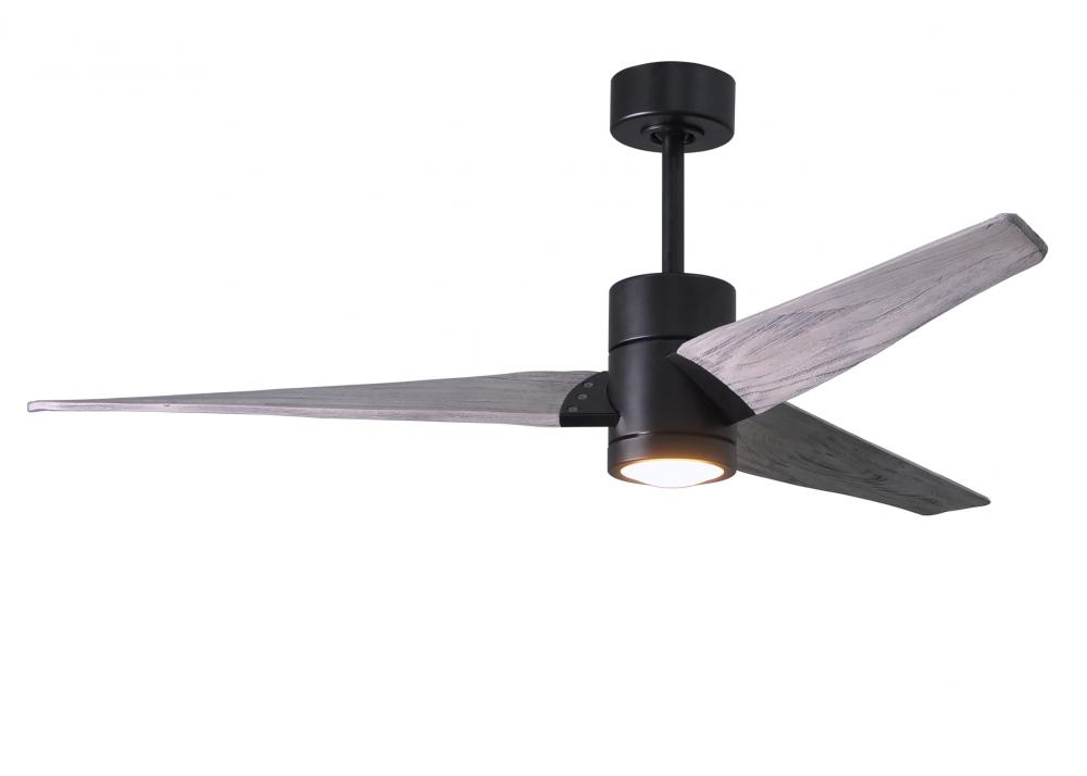 Super Janet - 60&#34; Ceiling Fan - Integrated LED - Matte Black Finish - Barn Wood Tone Blades