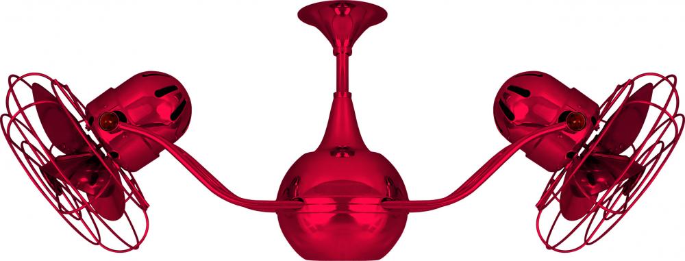 Vent-Bettina 360° dual headed rotational ceiling fan in Rubi (Red) finish with metal blades.