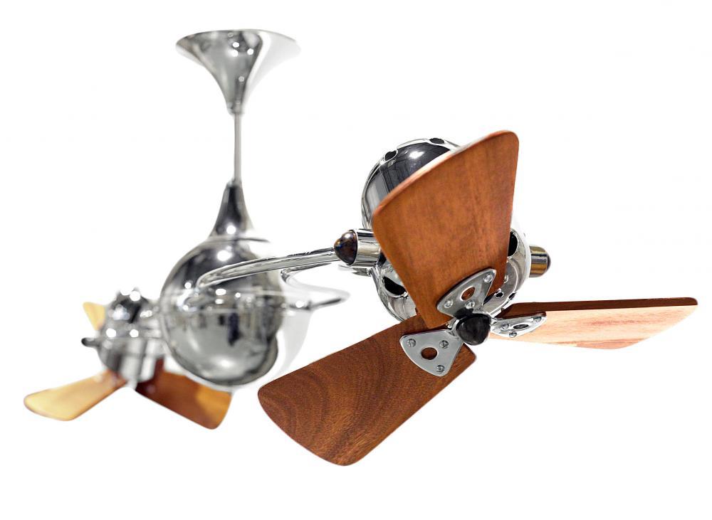 Italo Ventania - Rotational Ceiling Fan - Gloss White Finish - Mahogany Tone Blades