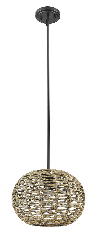 Coastal 15 in. 1-Light Natural Seagrass Pendant