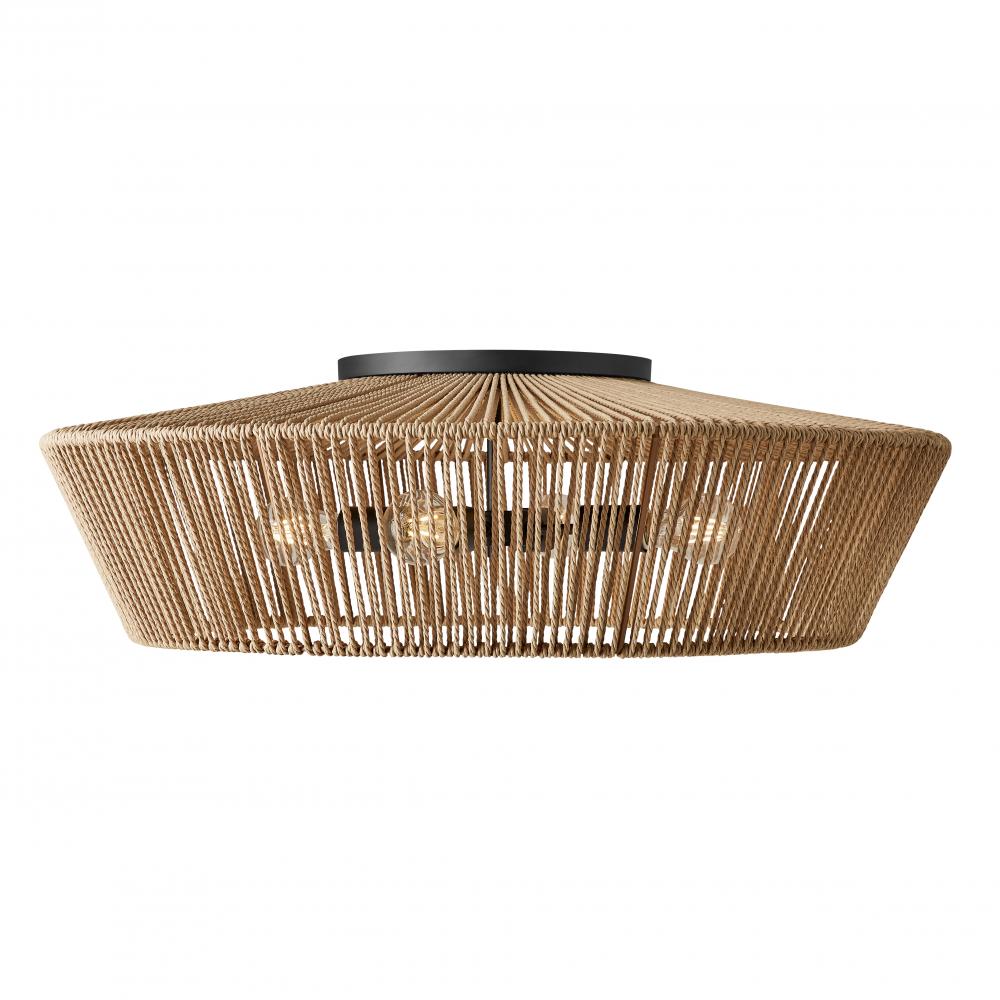 Nido 30&#34; Natural Rope 4-Light Semi-Flush