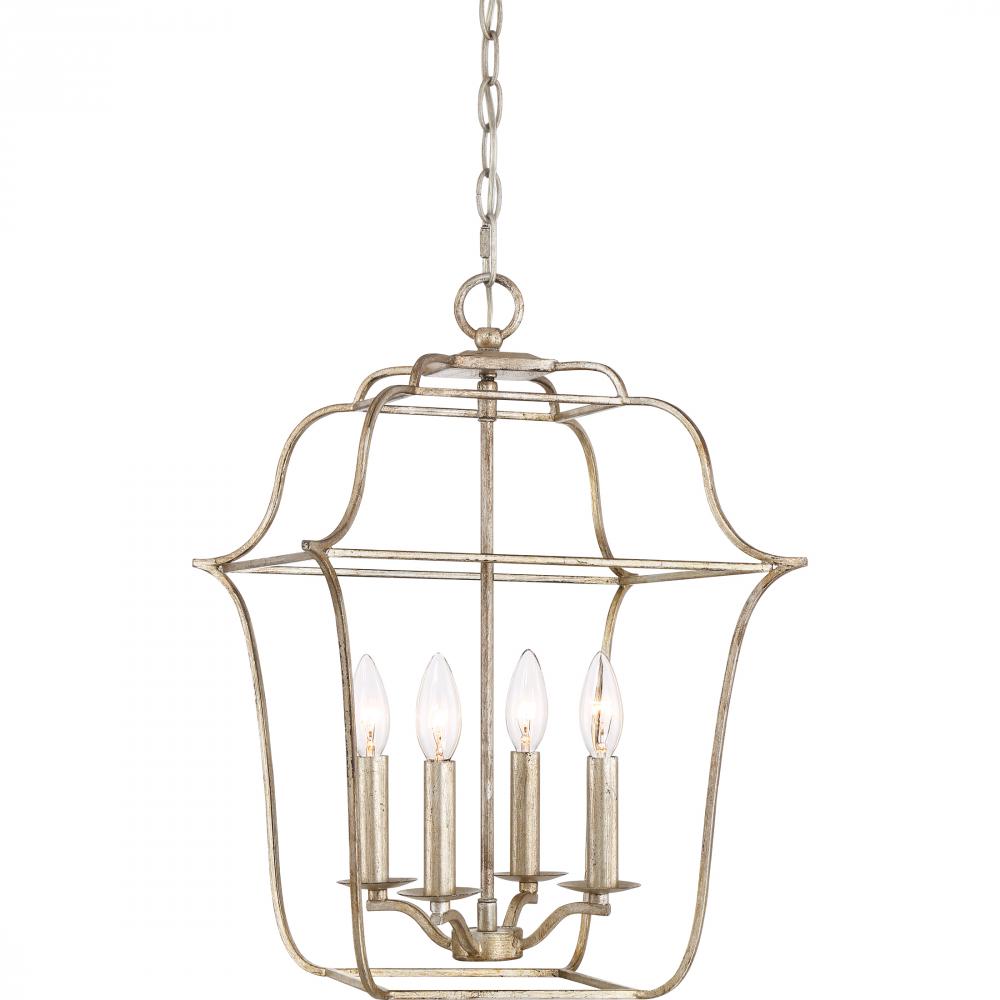 Gallery 4-Light Century Silver Leaf Pendant Light