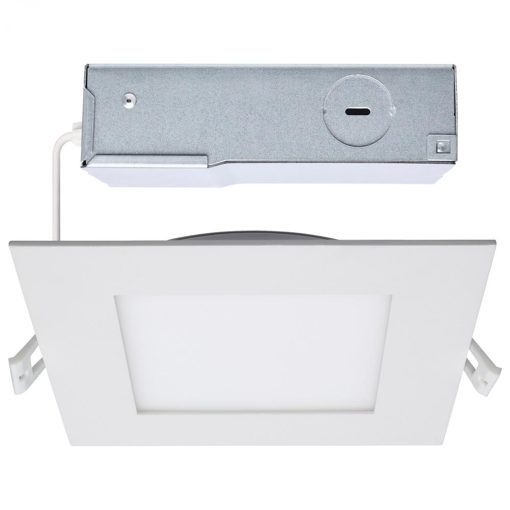 12 Watt LED Direct Wire Downlight; Edge-lit; 6-Inch; CCT Selectable; Square; Remote Driver