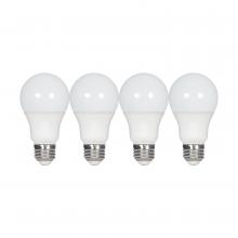 Satco Products Inc. S39596 - 9.5 Watt; A19 LED; Frosted; 2700K; Medium base; 220 deg. Beam Angle; 120 Volt; Non-Dimmable; 4-Pack