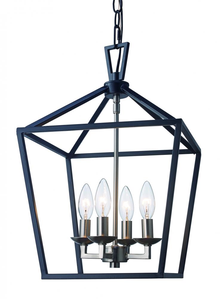 4LT PENDANT-BIRD CAGE-BK/BN