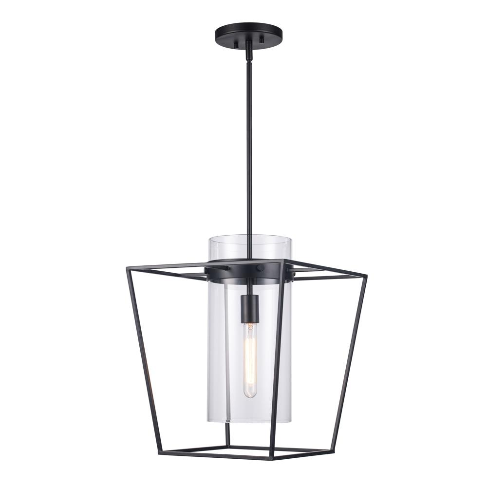 1LT PENDANT-12&#34; WIDE CAGE-BK