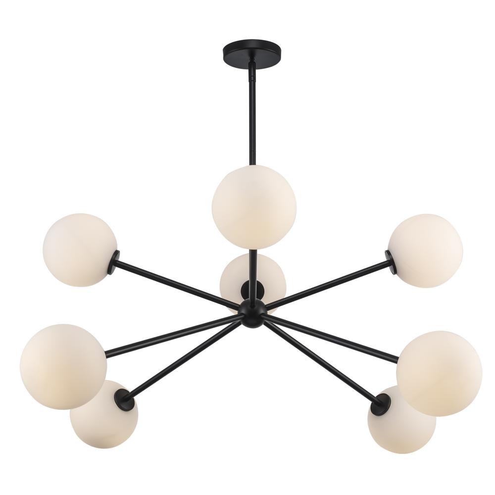 8LT CHANDELIER-GLOBES-BK