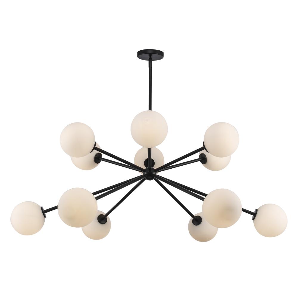 12LT CHANDELIER-GLOBES-BK