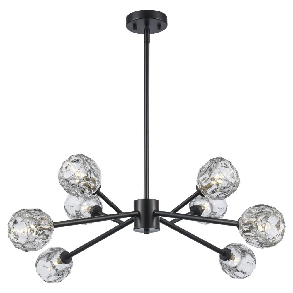 8LT PENDANT-CRYSTAL SHADE-BK