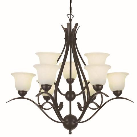 9LT 2TR CHANDELIER-MRBLZD GLS