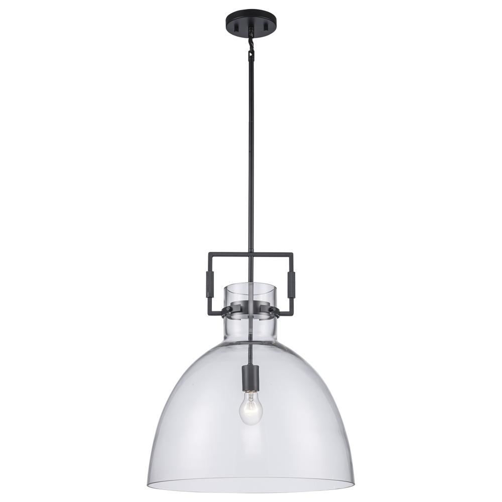 1LT PENDANT-LG-CLEAR GLASS-BK