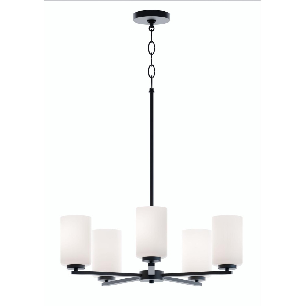 Leo 5 Light Med Base Chandelier, 120V, BK