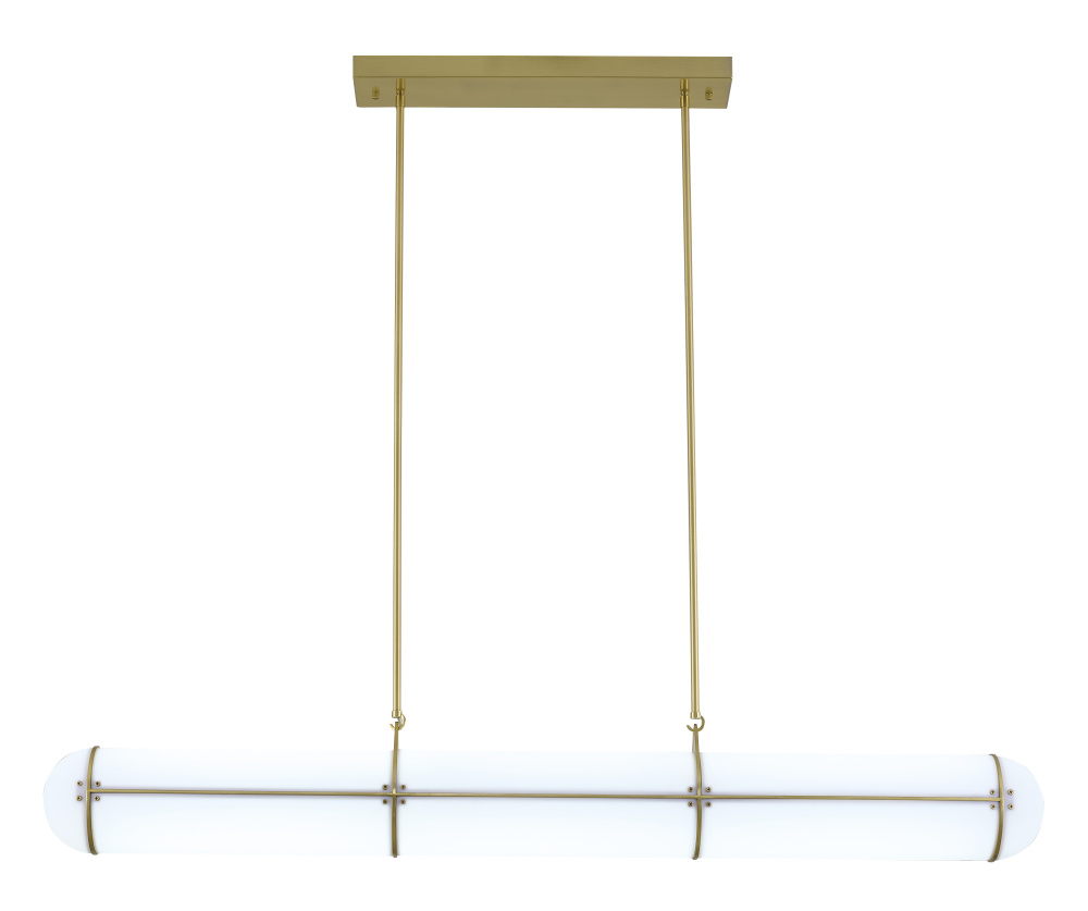 1-Light Satin Brass LED pendant With A Clear Frosted Glass Shade