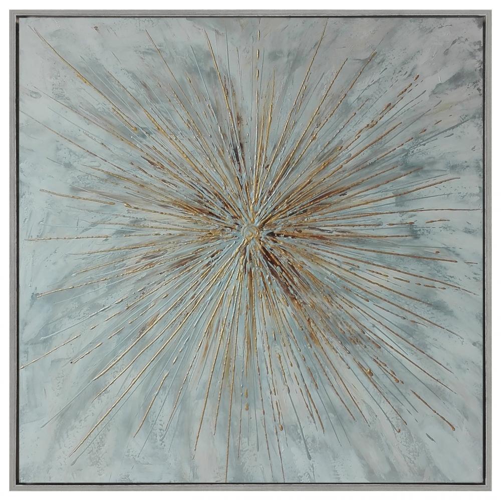 Art Painting Blue, Gold, & White