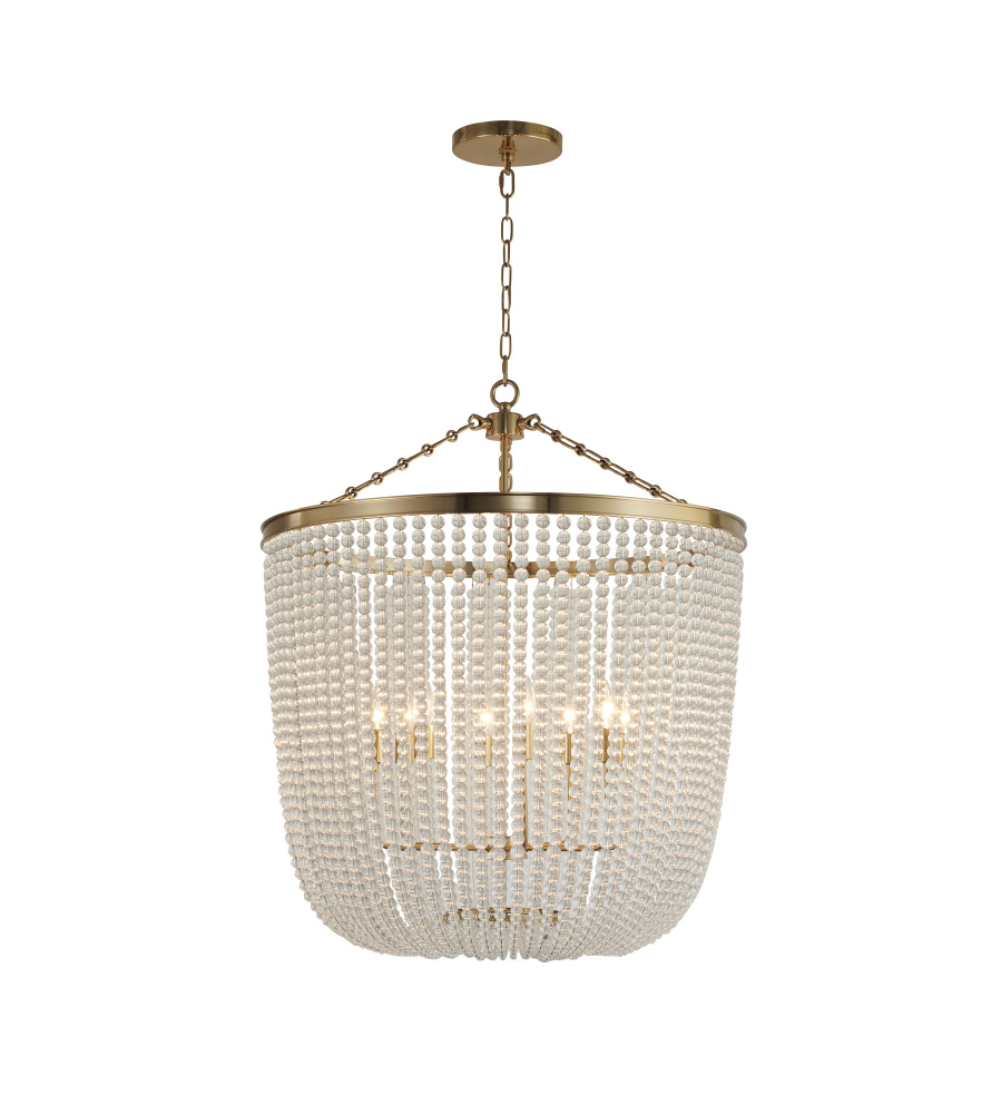 8-Light Gold Chandelier With Clear Beaded hanging Glass