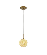 Bethel International GL458P6BR - 1-Light Brass Steel Single Pendant With Clear Crystal Beaded Ball
