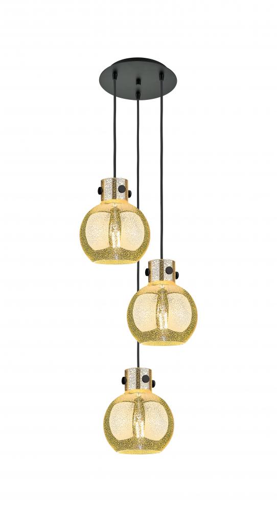 Newton Sphere - 3 Light - 16 inch - Matte Black - Cord hung - Multi Pendant