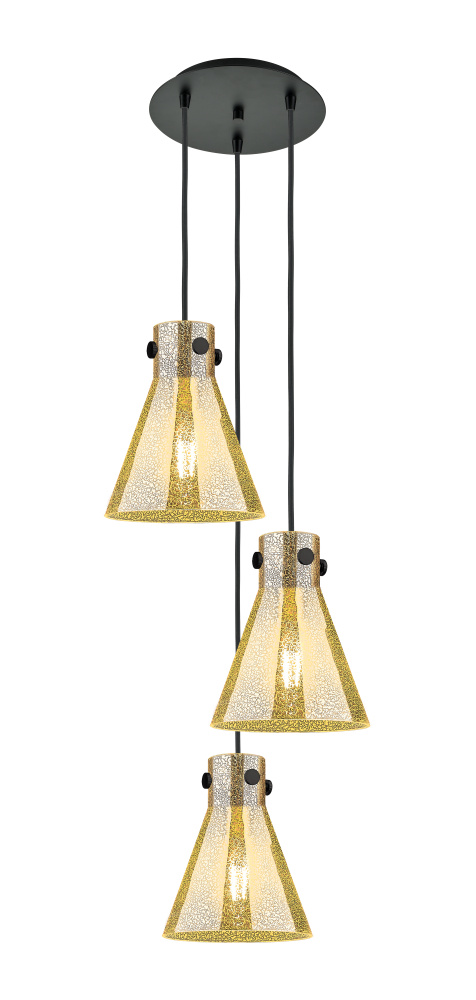 Newton Cone - 3 Light - 16 inch - Matte Black - Multi Pendant