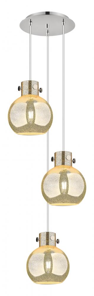 Newton Sphere - 3 Light - 16 inch - Polished Nickel - Cord hung - Multi Pendant