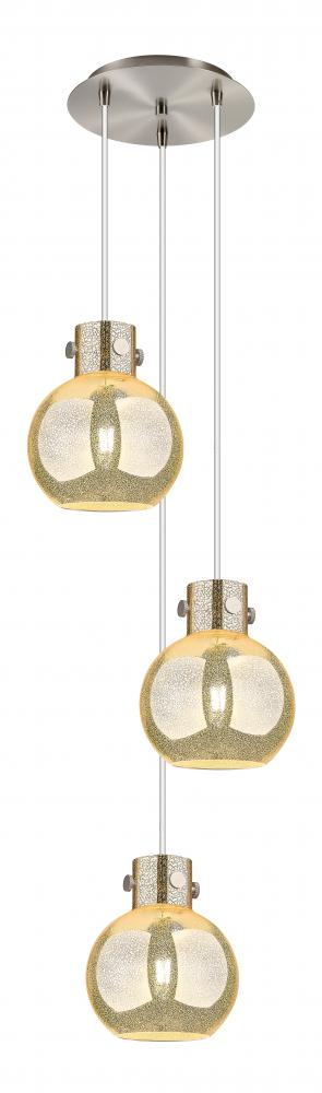 Newton Sphere - 3 Light - 16 inch - Brushed Satin Nickel - Cord hung - Multi Pendant