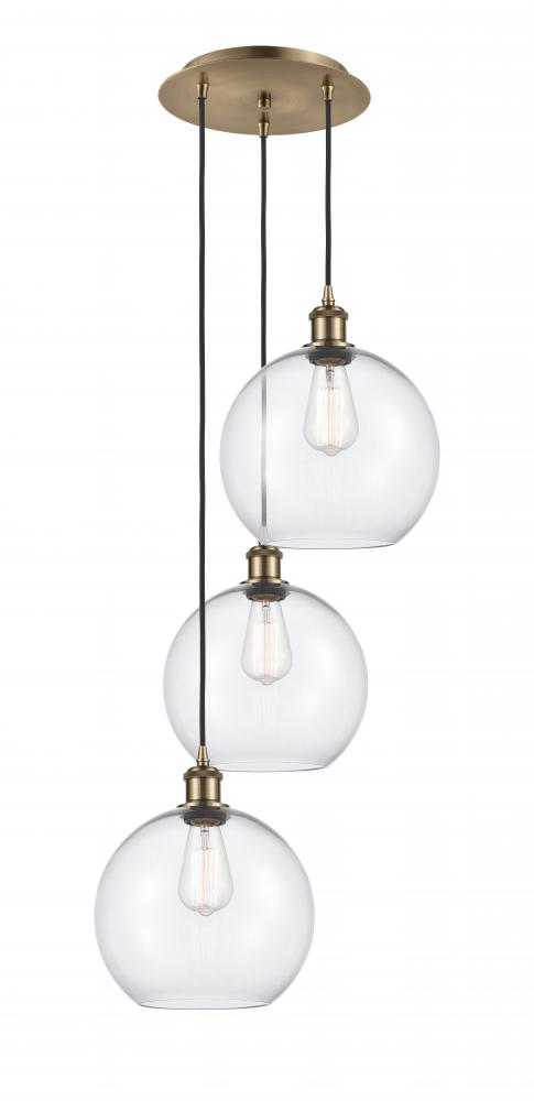Athens - 3 Light - 17 inch - Antique Brass - Cord Hung - Multi Pendant