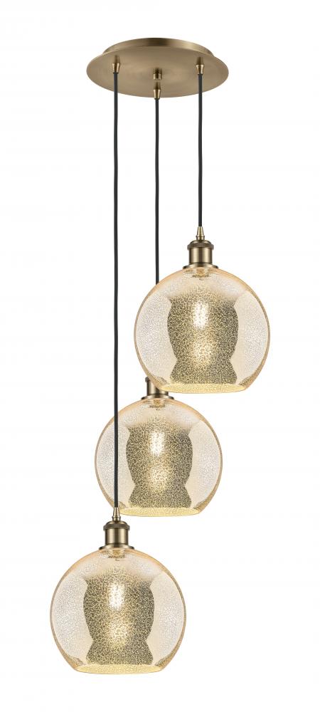 Athens - 3 Light - 17 inch - Antique Brass - Cord Hung - Multi Pendant