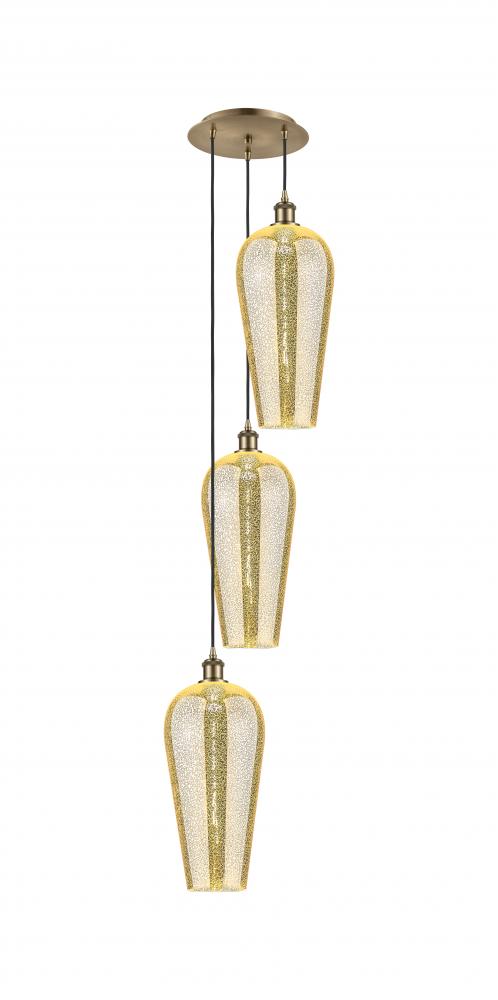 Chelsea - 3 Light - 15 inch - Antique Brass - Cord Hung - Multi Pendant