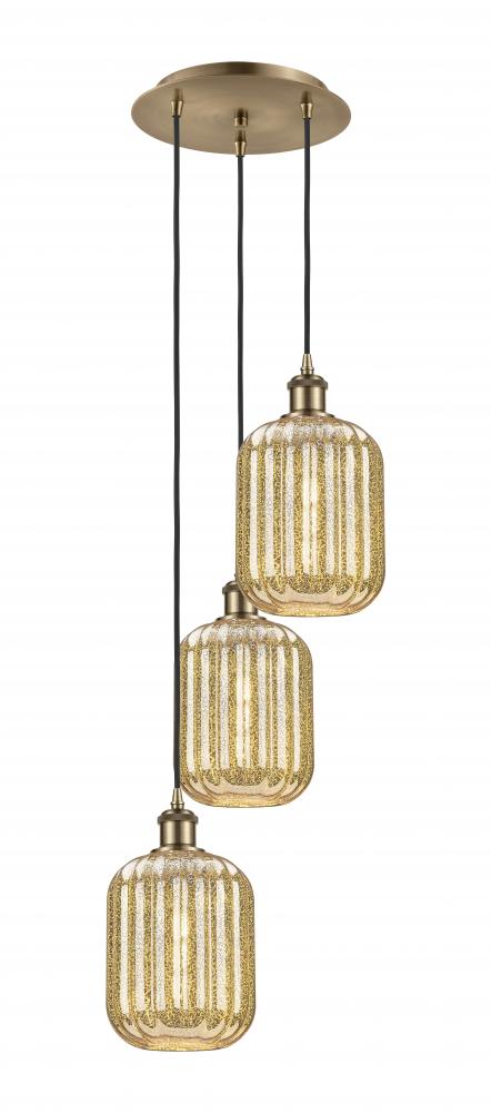 Preston Cylinder - 3 Light - 13 inch - Antique Brass - Cord Hung - Multi Pendant