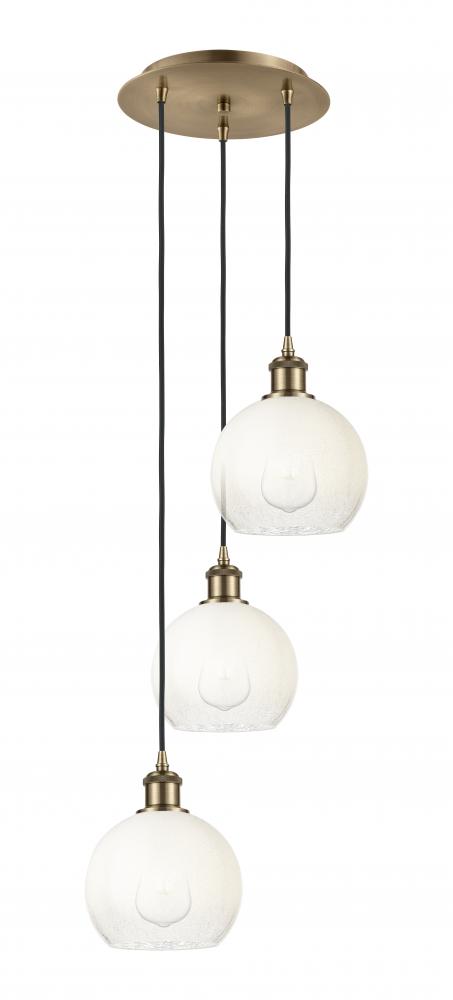 Brookhaven Globe - 3 Light - 14 inch - Antique Brass - Cord Hung - Multi Pendant