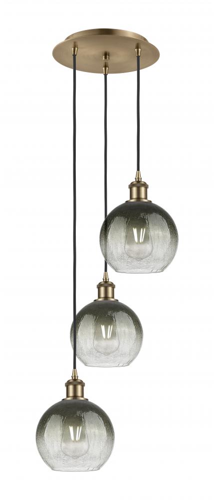 Brookhaven Globe - 3 Light - 14 inch - Antique Brass - Cord Hung - Multi Pendant