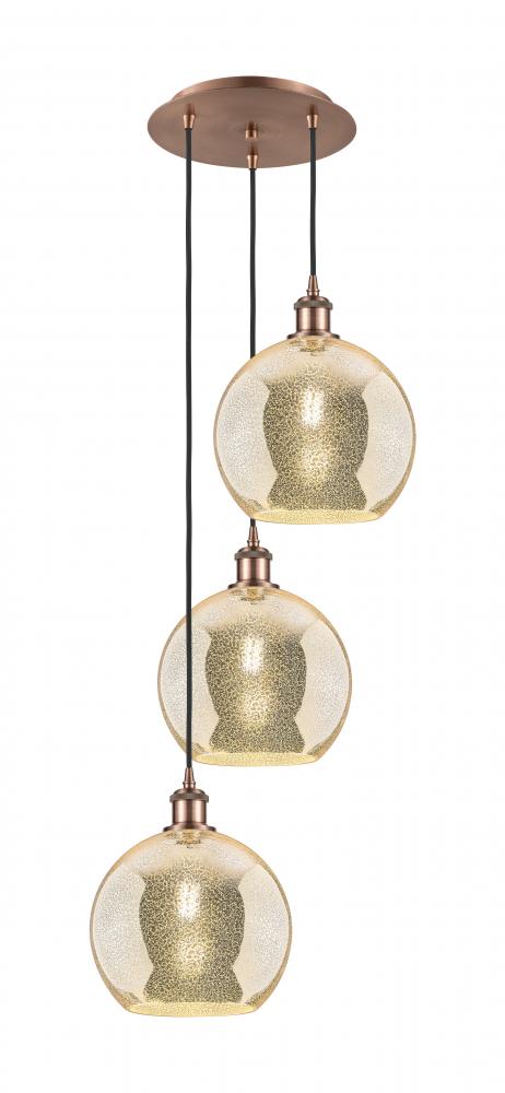 Athens - 3 Light - 17 inch - Antique Copper - Cord Hung - Multi Pendant
