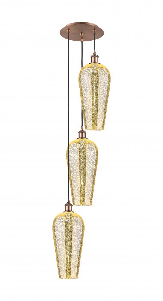 Chelsea - 3 Light - 15 inch - Antique Copper - Cord Hung - Multi Pendant