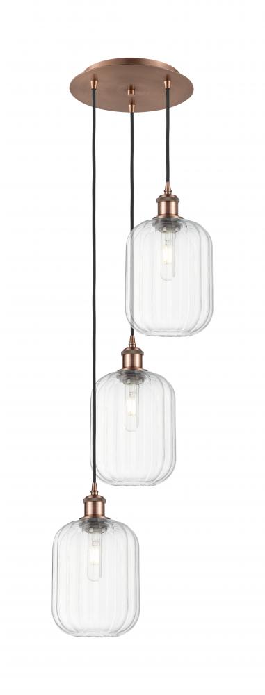 Preston Cylinder - 3 Light - 13 inch - Antique Copper - Cord Hung - Multi Pendant