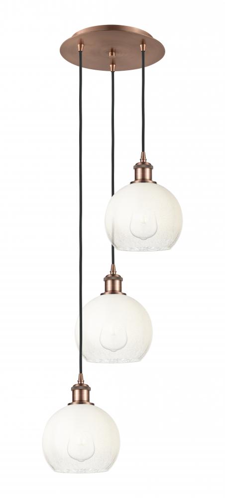 Brookhaven Globe - 3 Light - 14 inch - Antique Copper - Cord Hung - Multi Pendant