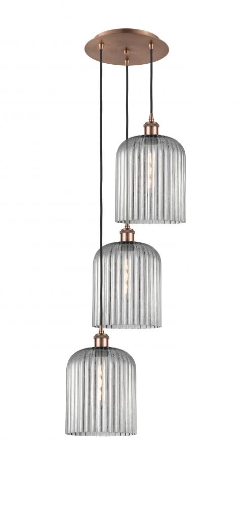 Bridal Veil - 3 Light - 12 inch - Antique Copper - Cord Hung - Multi Pendant