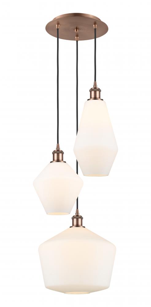 Cindyrella - 3 Light - 17 inch - Antique Copper - Cord hung - Multi Pendant