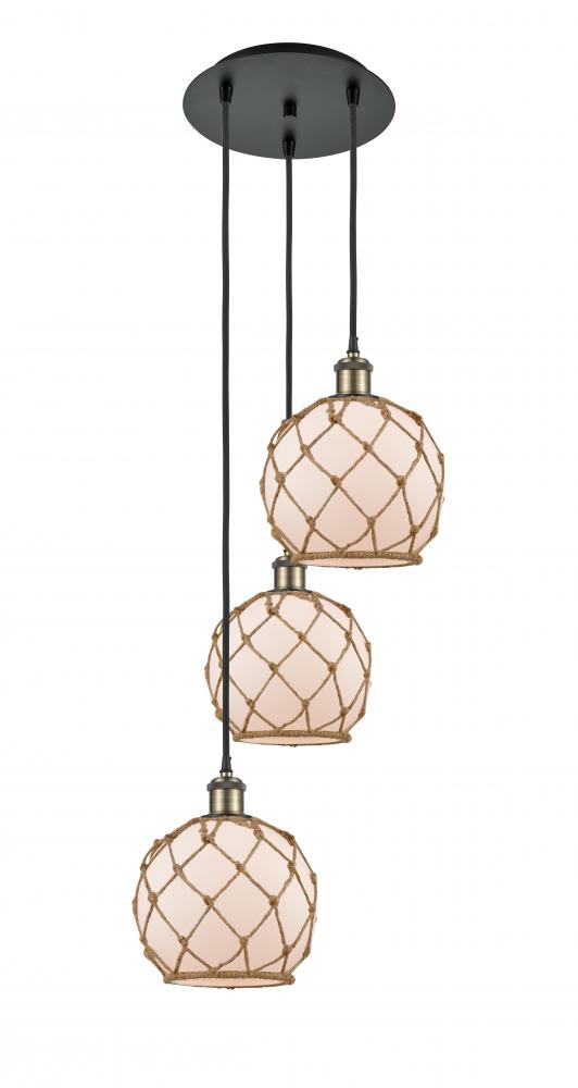 Farmhouse Rope - 3 Light - 15 inch - Black Antique Brass - Cord Hung - Multi Pendant