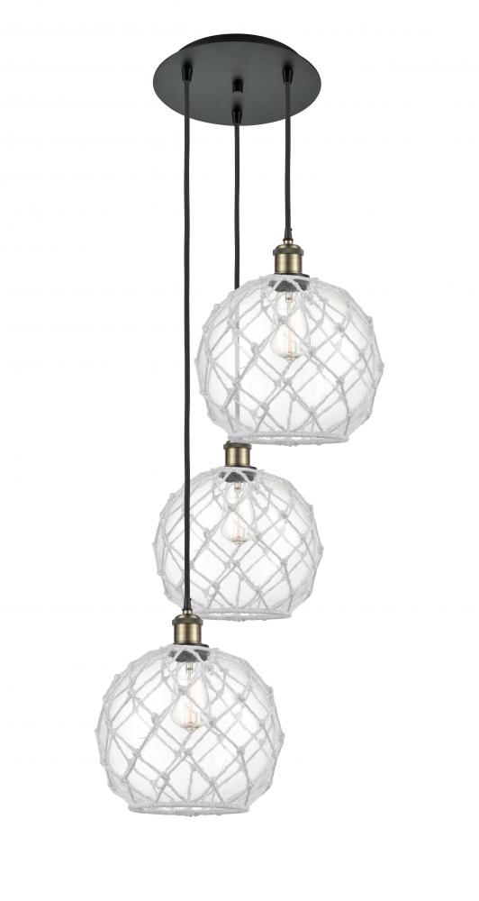 Farmhouse Rope - 3 Light - 17 inch - Black Antique Brass - Cord Hung - Multi Pendant