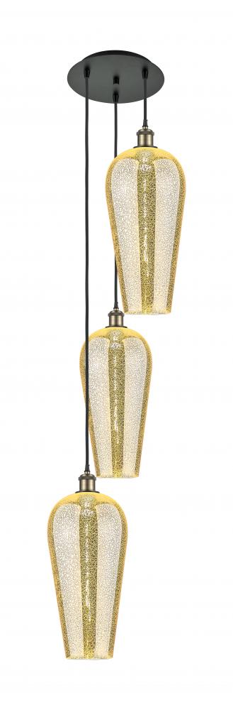 Chelsea - 3 Light - 15 inch - Black Antique Brass - Cord Hung - Multi Pendant