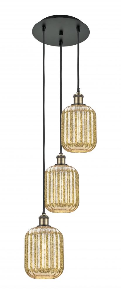 Preston Cylinder - 3 Light - 13 inch - Black Antique Brass - Cord Hung - Multi Pendant