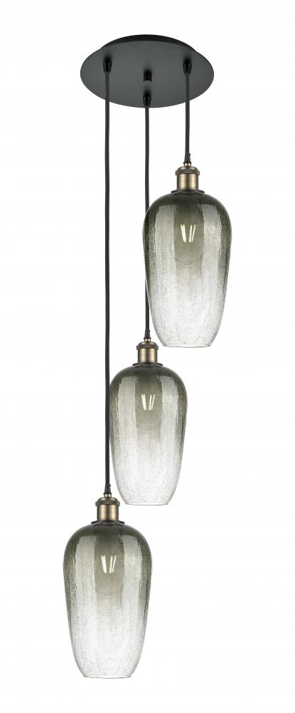 Brookhaven Flute - 3 Light - 14 inch - Black Antique Brass - Cord Hung - Multi Pendant