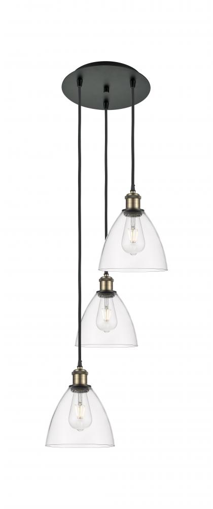 Bristol - 3 Light - 14 inch - Black Antique Brass - Cord Hung - Multi Pendant